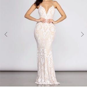 Windsor White Sequin Formal Dress